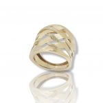 Gold ring k14 with satin gold details (code S207090)